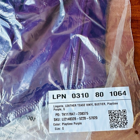 Savage X Fenty Playtime Purple LEATHER TEASE VINYL BUSTIER - Picture 6 of 6
